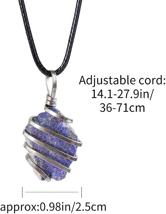 Natural Gemstone Pendant Necklace For Men & Women Spiritual Jewelry Wire Wrapped Gemstone Chakra Necklaces Real Stones For Him & Her