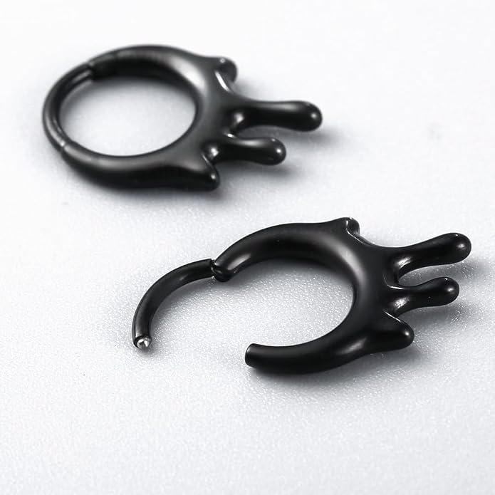 MOQIKAKA16G 8mm Septum Rings - Stainless Steel Segment Nose Rings for Women Men - Hinged Segment Nose Helix Cartilage Clicker Hoop Earrings for Daith Rook Tragus Piercing