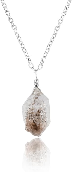 Natural Raw Gemstones Pendant Necklace, Rough Stones Dainty Jewelry, Handmade Bohemian Jewelry, Silver Plated Chain, Healing Crystals, Christmas Gift for Women
