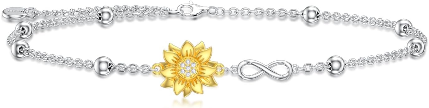 Ankle/Bracelet for Women Sterling Silver Sea Turtle/Butterfly/Mustard Seed/Sister/Sunflower/Elephant Gifts for Birthday Summer Beach Jewelry for Mom Wife Daughter Friend