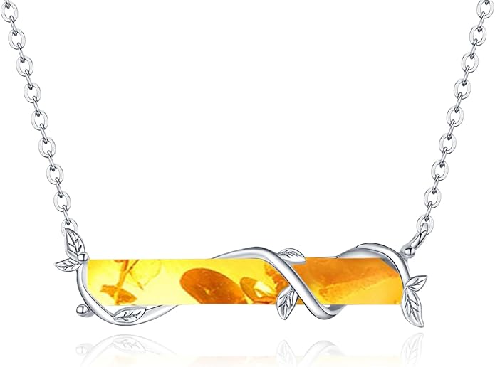 Bar Opal Leaf Necklace For Women S925 Sterling Silver White Opal Pendant with Leaf Charm Bar Pendant Jewelry Gift For Mom Daughter Wife