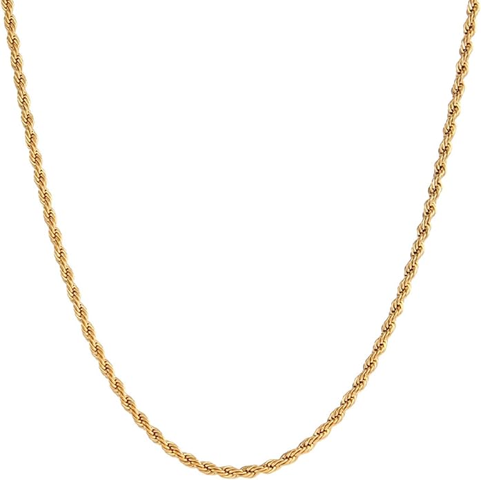 Gold Herringbone Necklace For Women - Rope Chork,Flat Snake Chain Necklaces in 18K Gold & White Gold Plated Tone - Simple Daily Jewelry-Tarnish Free-16-18in