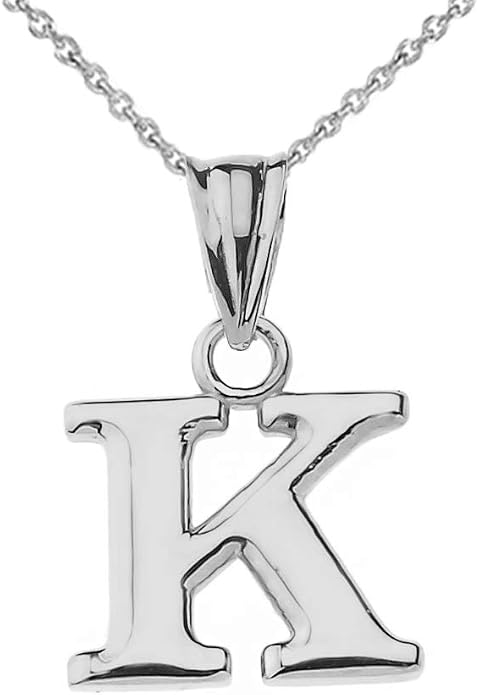 Claddagh Gold .925 Sterling Silver Initial Pendant Charm – Personalized Alphabet Letter Jewelry in 0.80mm or 0.55mm Block Font