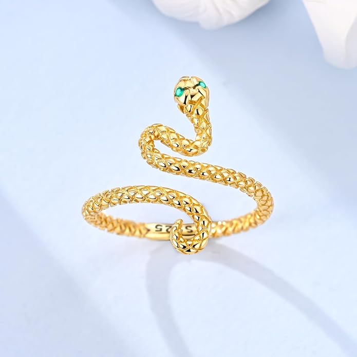 925 Sterling Silver Adjustable Open Rings for Women with Snake, Evil Eye or Bee Designs, Dainty Stackable Thumb Finger Rings, Gold Silver Ring Jewelry Gift for Mujer, Size 6-9