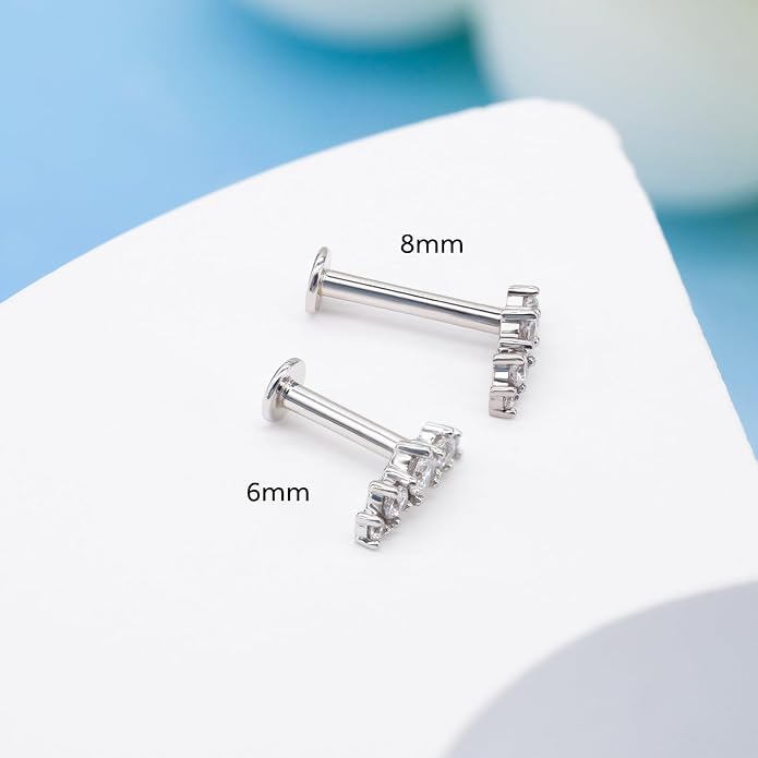 14K Yellow/White Gold Flat Back Stud Earring 1 Pcs, 16G Threadless Cartilage Earrings Top Push in Tragus Helix Conch Earrings Labret Piercing Jewelry