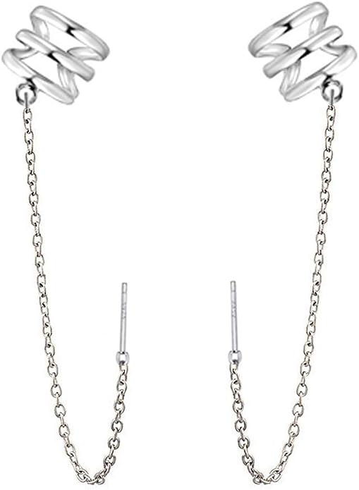 SLUYNZ 925 Sterling Silver Ear Cuff Earrings Chain for Women Crawler Earrings Wrap Helix Climber Earrings