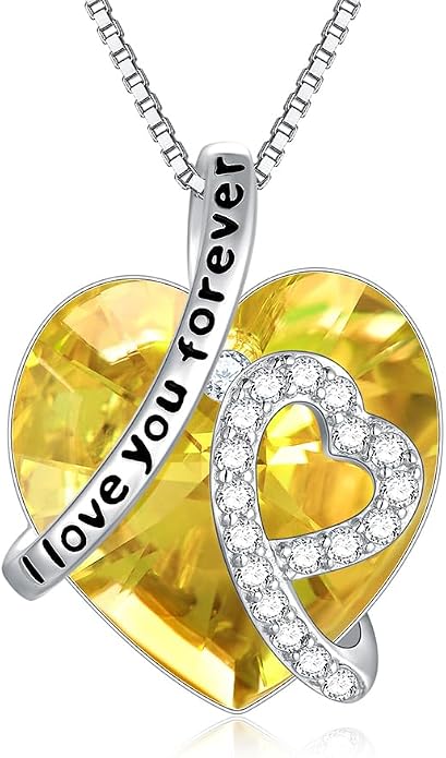 AOBOCO I Love You Forever Necklace 925 Sterling Silver with Crystals from Austria Anniversary Birthday Gifts for Women Mothers Day Gift