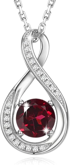 925 Sterling Silver Birthstone Necklace for Women Infinity Necklaces Birthday Anniversary Fine Jewelry Gifts for Mother Women, Adjustable Chain