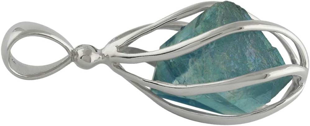 Starborn Gemstone teardrop Style Cage Pendant Sterling Silver