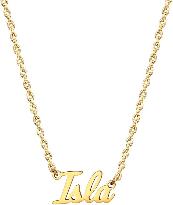 MOMOL 18K Gold Plated Stainless Steel Name Necklace Personalized Custom Name Necklace Customized Nameplate Necklace for women