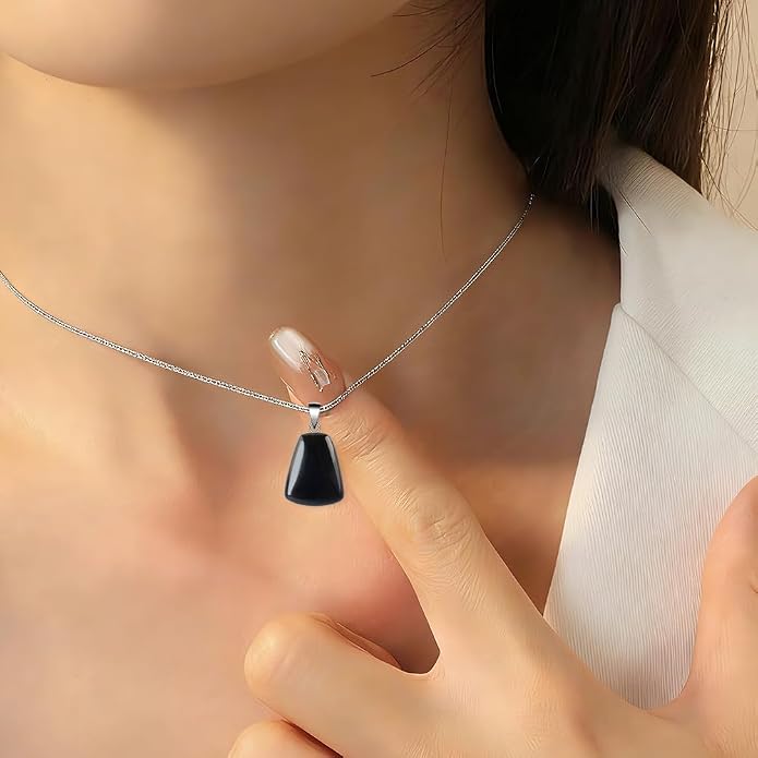 iSTONE 925 Sterling Silver Natural Crytral for Womens Pendant Necklace, Gemstone Birthstone with 17.8" Silver Chain Ladies
