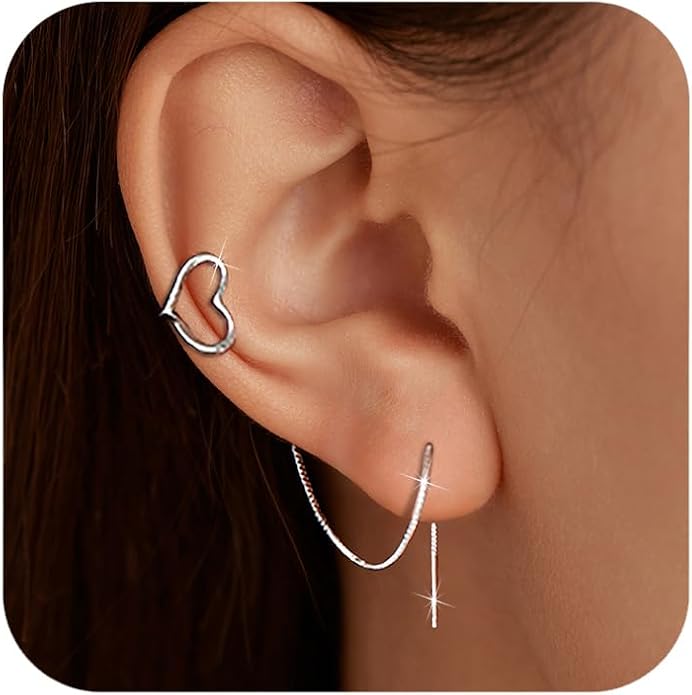 925 Sterling Silver Tassel Chain Dangle Earrings for Women Sparkling Long Fringe Dangle Drop Earrings Bling Line Minimalist Wedding Studs Earring Jewelry Birthday Christmas Gifts for Her