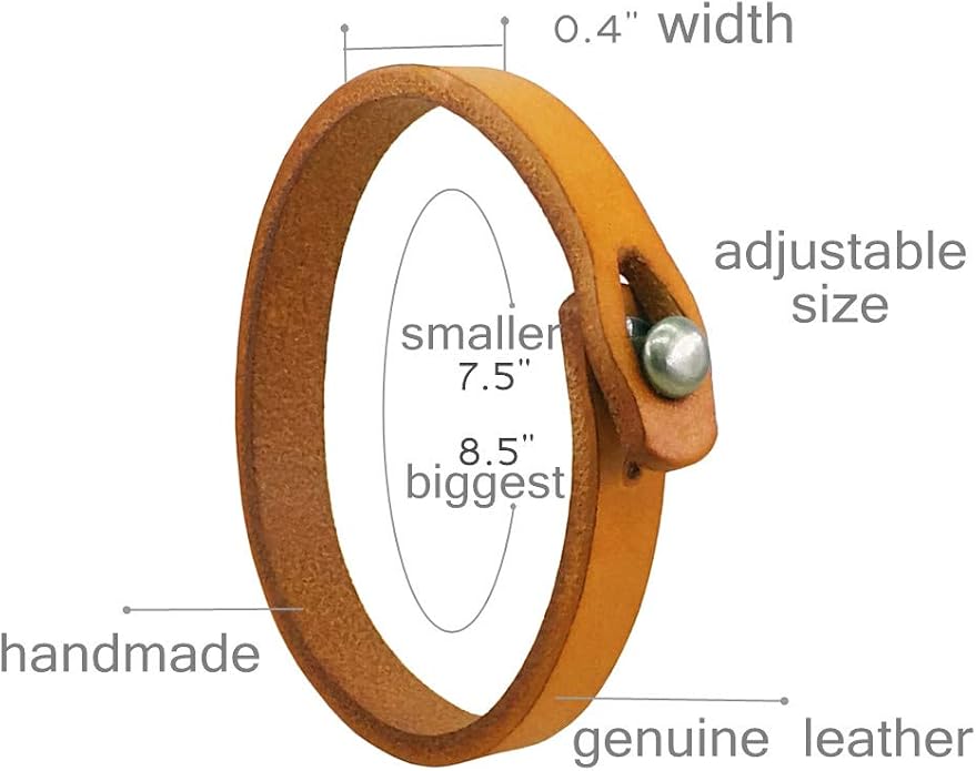 Mens Genuine Leather Bracelet - Handmade Adjustable Leather Cuff Bracelet punk Style leather wrap Wristband for Men