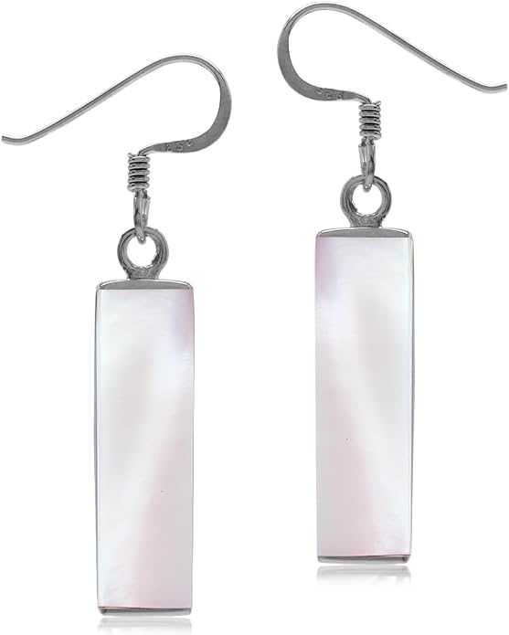 Silvershake Mondern Long Bar linear 925 Sterling Silver Dangle Hook Earrings