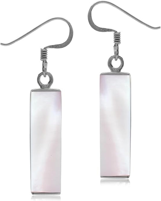 Silvershake Mondern Long Bar linear 925 Sterling Silver Dangle Hook Earrings