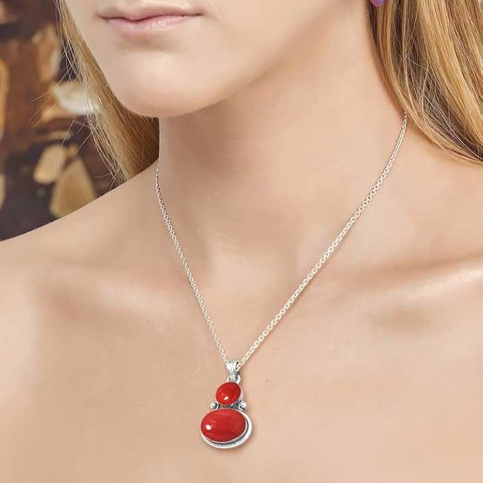 Handmade Genuine 925 Sterling Silver Pendant Necklace Natural Gemstone Crystal, Lapis, Onyx, Amber Oval Round Boho Jewelry For Women