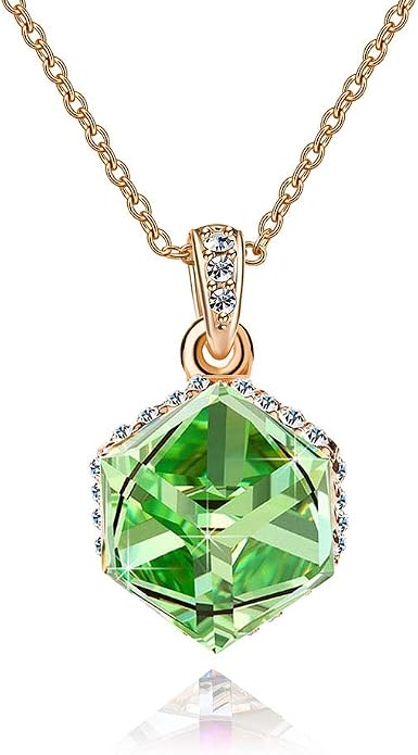 EVEVIC Color Changing Cubic Austrian Crystal Pendant Necklaces for Women 14K Gold Plated Hypoallergenic Jewelry