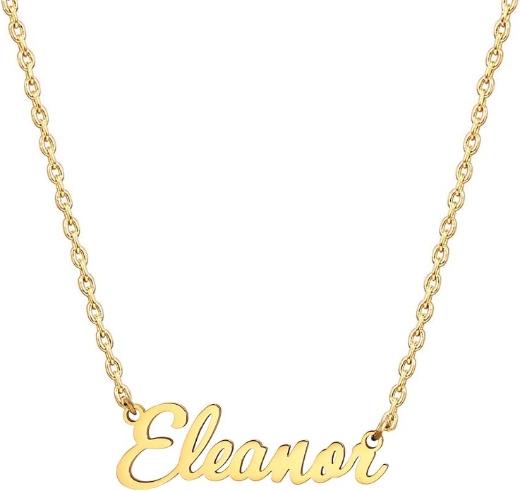MOMOL 18K Gold Plated Stainless Steel Name Necklace Personalized Custom Name Necklace Customized Nameplate Necklace for women