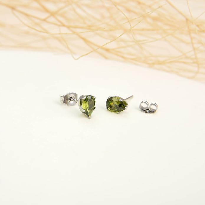 12 Pairs Surgical Stainless Steel Stud Earring Round Heart Star Square Cubic Zirconia Birthstone Stud Earrings Set for Women