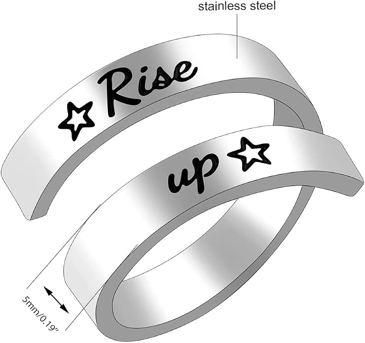 Uloveido Adjustable Inspirational Flying Dandelion Double Stainless Steel Freedom Ring Bands Cool Stacking Gift for Women, Engraving Rings Motivational Gift Y2004