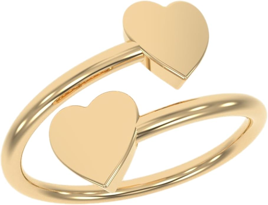 18k Gold Plated Simple Minimalist Heart Adjustable Stackable Halo Ring Band for Women Valentines Day Gifts for Her Comes with a Gift Box