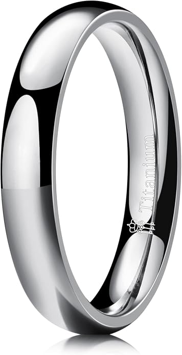 THREE KEYS JEWELRY 2mm 4mm 6mm 8mm Titanium Wedding Band for Men Women, Classic Domed & Step Edge High Polished Comfort Fit Anniversary Ring, Size 4-15
