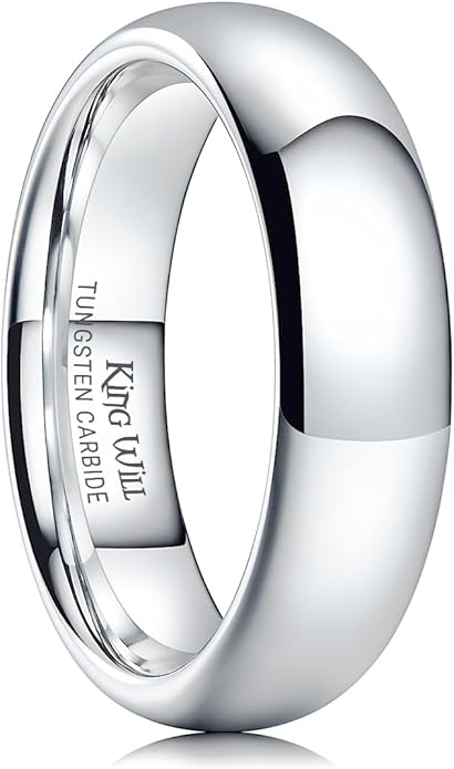 King Will Tungsten Carbide Wedding Band for Men Women Promise Rings for Couples Domed High Polish
