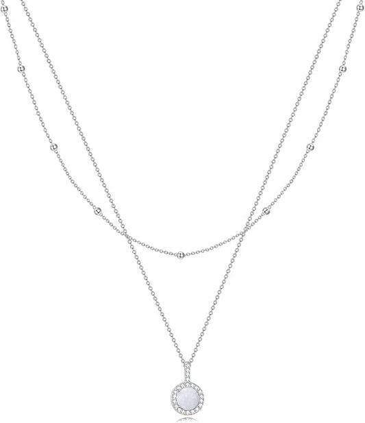 MONGAS Tree of Life/Infinity Cross/Lock and Key/Lotus/Hamsa/Horse/Strawberry/Opal/Lariat/Dragonfly/Heart/Violin Layered Necklace Sterling Silver for Women