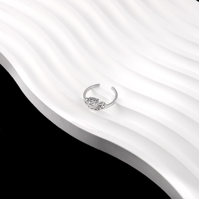 Moissanite Crown Toe Open Ring: 925 Sterling Silver Hypoallergeni 0.5CT Toe Adjustable Cuff Rings Summer Beach Foot Jewelry Gifts for Women