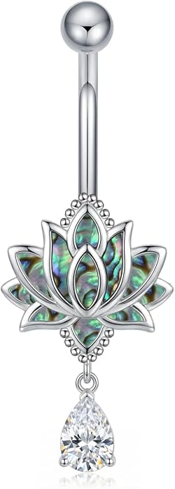 Sterling Silver 14G Belly Button Rings Cross/Cat/Butterfly/Cow/Skull/Birthstone Heart Navel Rings 16mm Body Piercing Jewelry for Women
