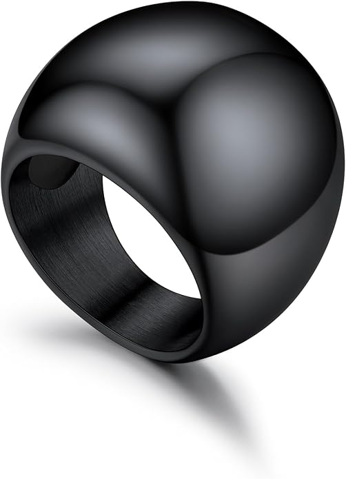 U7 Chunky Gold Dome Rings for Women, Stainless Steel/18KGold Plated/Black Statement Ring Non Tarnish Women Rings, Size 7-12