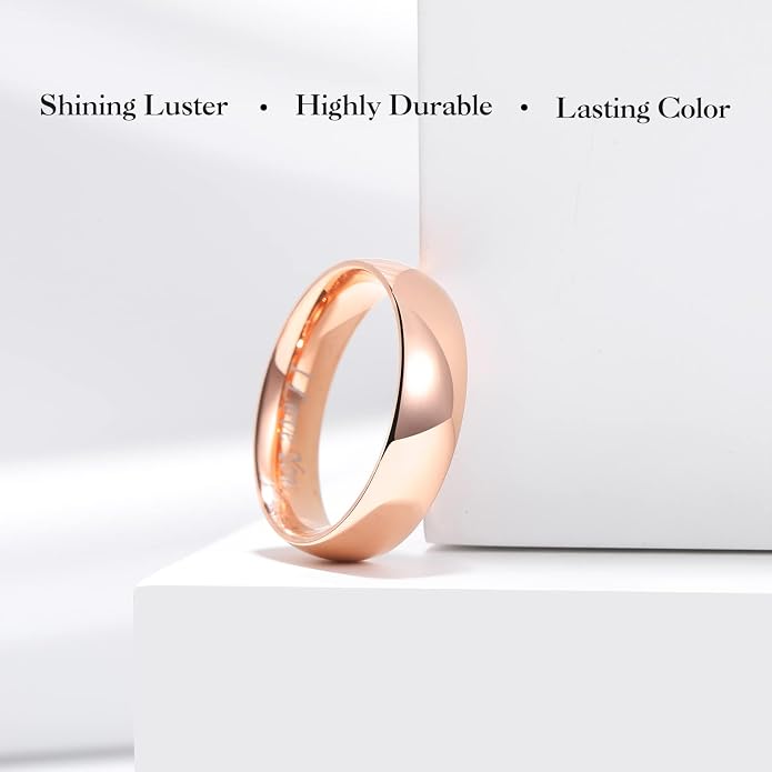 King Will 316L Stainless Steel Wedding Band for Men Women-2-8mm Width Wedding Ring in Black/Sliver/Gold Plated Laser I Love You High Polished Dome Style Promise Ring Comfort Fit Size 4-15