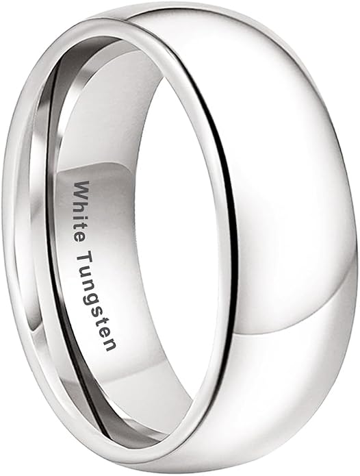TUTISS 2mm 3mm 4mm 5mm 6mm 7mm 8mm 10mm White Tungsten Rings for Men Women Engagement Wedding Bands Domed Polished Shiny Comfort Fit