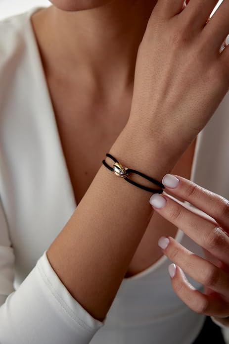 Joy-D 3 Rings Bracelet - String Bracelet with 3 Colors Rings, Adjustable Cord, High Quality Women&Men Bracelet, Gold Jewelry, Perfect Gift for Her&Him
