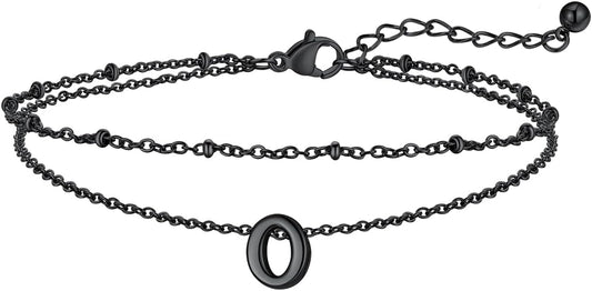 FaithHeart Initial Ankle Bracelets for Women, Waterproof 14k Gold Plated Initial Anklets Non Tarnish Stainless Steel Cute Layered Anklet Summer Beach Jewelry