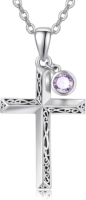 PRAYMOS Cross Necklace for Women Men, 925 Sterling Silver Simple Dainty Cross Necklace, Christian Religious Jewelry, Mothers Day Fathers Day Anniversary Birthday Gift