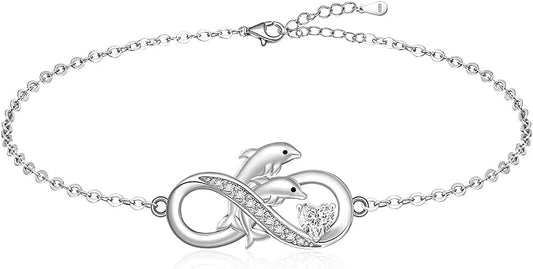Infinity Cat Paw Print Celtic Knot Sea Turtle Elephant Flamingo Butterfly Dolphin Evil Eye Anklets Bracelets for Women Sterling Silver Adjustable Ankle Bracelet Summer Beach Lovers Gift