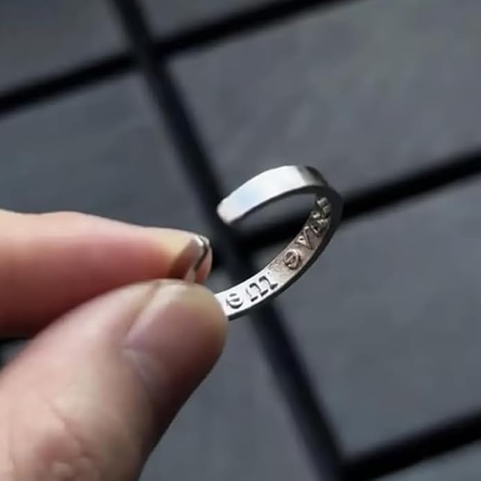 I'm Fine - Intimation Save Me Rings, Adjustable Silver - Tone Open Ring, Inspirational Stainless Steel Ring, Anxiety Relief Fidget Spinner Rin g Vintage Engraved Jewelry