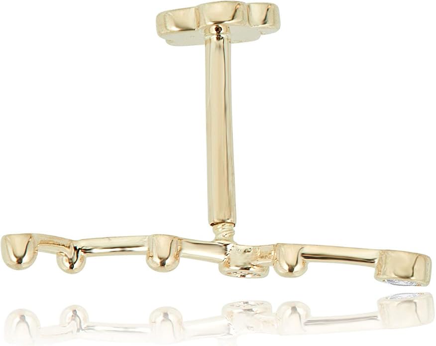 AVORA 14K Gold Bezel-set Simulated Diamond CZ Beaded Constellation Cartilage Piercing Flat Back Earring Body Jewelry (18 Gauge)