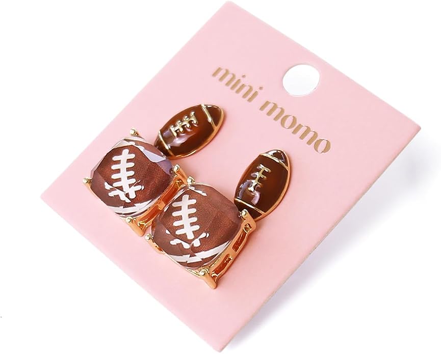 Sports Earring Set for Women Multi Pairs Assorted Multipack - Stud Earrings Jewelry Gift for Sports Mom Football, Baseball, Basketball, Soccer Team
