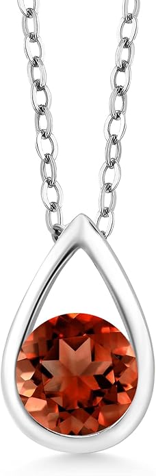 Gem Stone King Teardrop Pendant Necklace For Women | 5MM Round Gemstone Birthstone | 925 Sterling Silver | With 18 Inch Silver Chain | Fine Jewelry Gift for Her Mom Women Wife