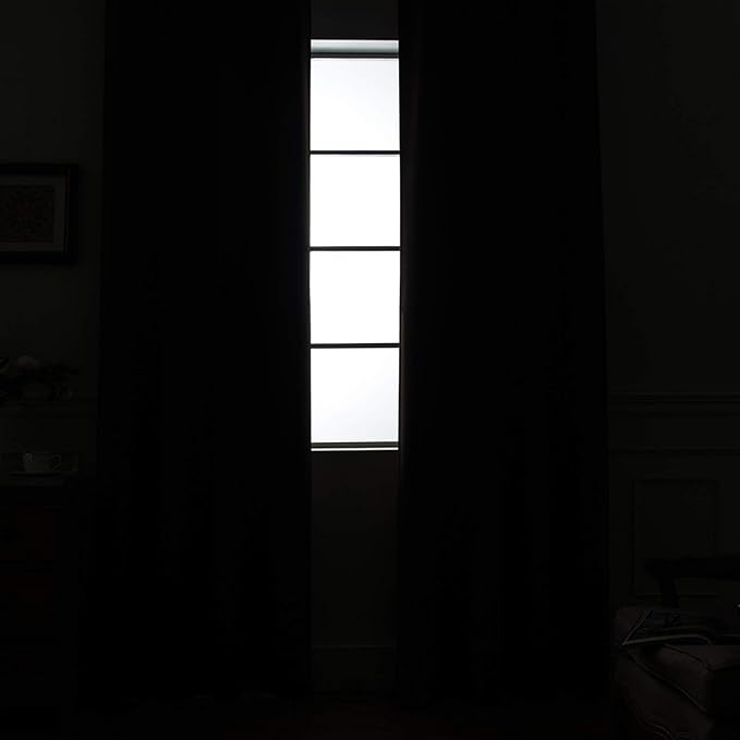 Yakamok Pure White 100% Blackout Curtains 54 Inches Long 52" Wide 2 Panel | Blackout Curtain Panels for Bedroom, 2 Thick Layers Grommet Top Thermal Insulated Drapes with Black Liner for Living Room