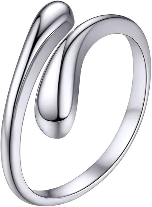 PROSILVER 925 Sterling Silver Adjustable Open Ring for Women, Solid Sterling Silver Stackable Ring, knuckle Finger Ring, Pinky Ring, Come with Box