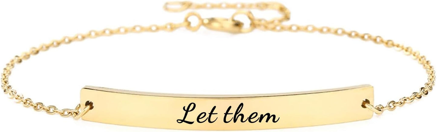 Dont Let The Hard Days Win Bracelet - Gold Hard Day Motivational Bangle Stainless Steel Engraved Words, Inspirational Chain Jewelry Gifts for Women Friend
