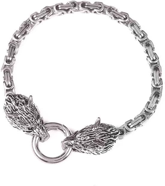 Viking Wolf Head Thor’s Hammer Pendant Necklace – Stainless Steel Norse Amulet Jewelry for Men, Nickel-Free, Gift Box Included