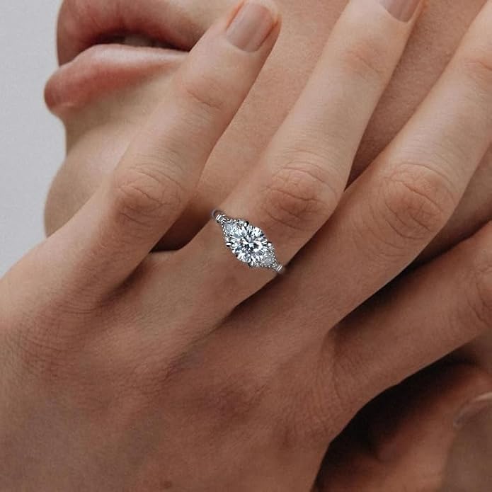 3ct-7ct Cubic Zirconia 3 Stones Engagement Rings 5A Grade Simulated Diamond Cushion Cut/Emerald Cut/Asscher Cut/Heart Cut CZ Anniversary Promise Wedding Rings for Women