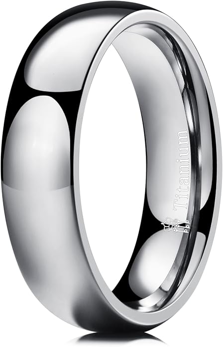 THREE KEYS JEWELRY 2mm 4mm 6mm 8mm Titanium Wedding Band for Men Women, Classic Domed & Step Edge High Polished Comfort Fit Anniversary Ring, Size 4-15