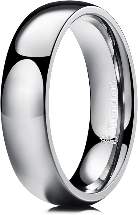 THREE KEYS JEWELRY 2mm 4mm 6mm 8mm Titanium Wedding Band for Men Women, Classic Domed & Step Edge High Polished Comfort Fit Anniversary Ring, Size 4-15