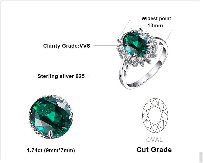 JewelryPalace Princess Diana Kate Middleton Class Gemstone Birthstone Sapphire Halo Engagement Rings for Women, Anniversary 14K White Yellow Rose Gold Plated 925 Sterling Silver Promise Rings for Her