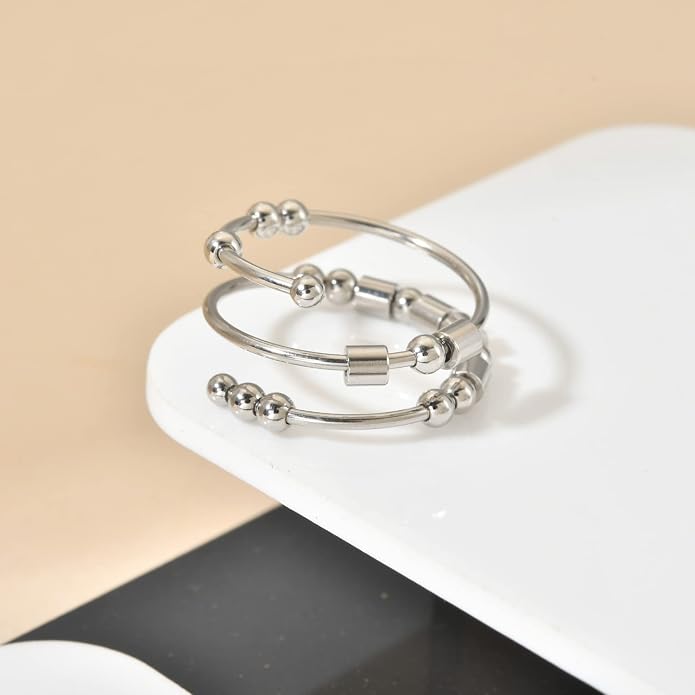 Morse Code Rings for Women, Stainless Steel Spinner Ring Fidget Rings for Anxiety Ring Morse Code Rings Inspirational Gifts Jewelry Women Birthday Graduation Gifts for Best Friends